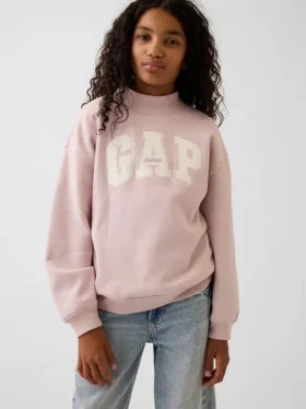 Dziecięca bluza z logo Vintagesoft z wysokim kołnierzem w stylu oversize