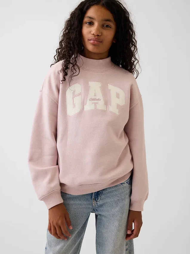 Dziecięca bluza z logo Vintagesoft z wysokim kołnierzem w stylu oversize