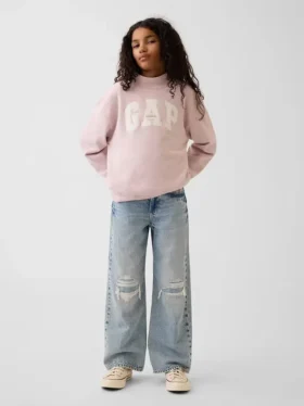 Dziecięca bluza z logo Vintagesoft z wysokim kołnierzem w stylu oversize