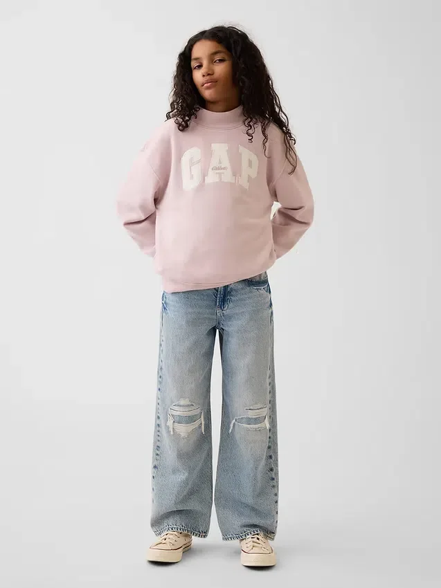 Dziecięca bluza z logo Vintagesoft z wysokim kołnierzem w stylu oversize