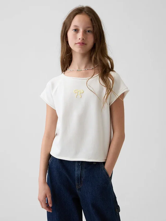 Dziecięca bluza z nadrukiem z dzianiny frotte Vintagesoft z raglanowymi rękawami