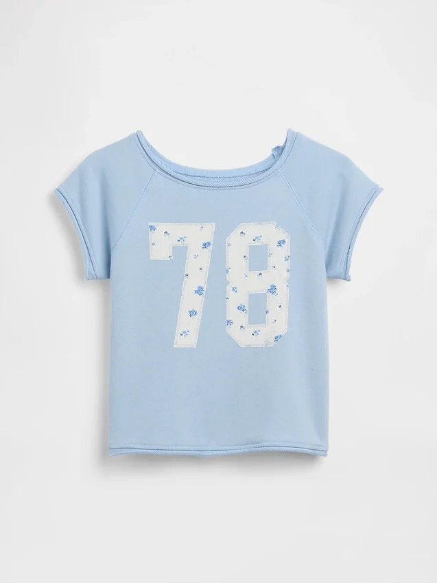 Dziecięca bluza z nadrukiem z dzianiny frotte Vintagesoft z raglanowymi rękawami