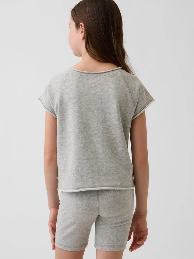 Dziecięca bluza z nadrukiem z dzianiny frotte Vintagesoft z raglanowymi rękawami