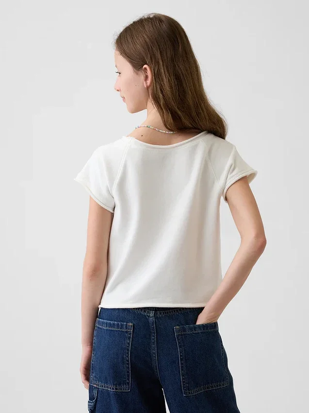 Dziecięca bluza z nadrukiem z dzianiny frotte Vintagesoft z raglanowymi rękawami