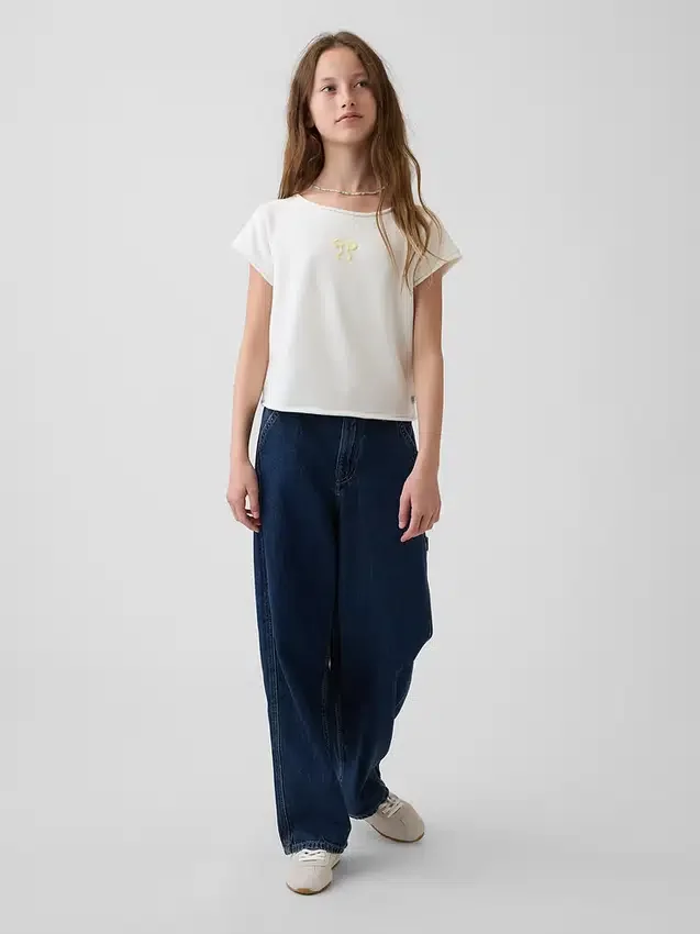 Dziecięca bluza z nadrukiem z dzianiny frotte Vintagesoft z raglanowymi rękawami