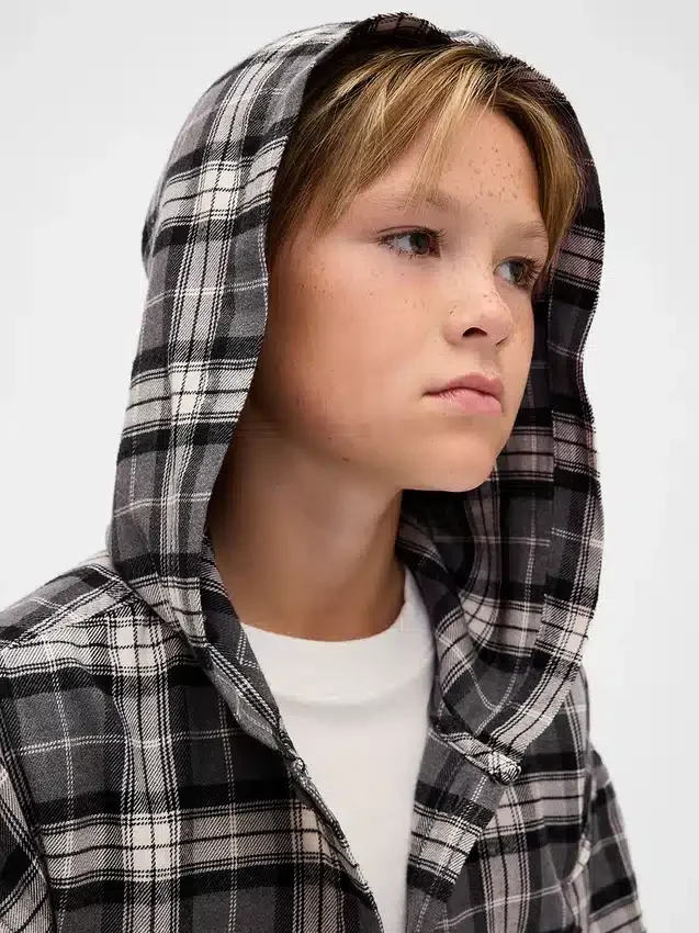 Dziecięca flanelowa koszula z kapturem z bawełny organicznej