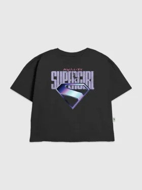 Dziecięca koszulka z fioletowym logo Supergirl