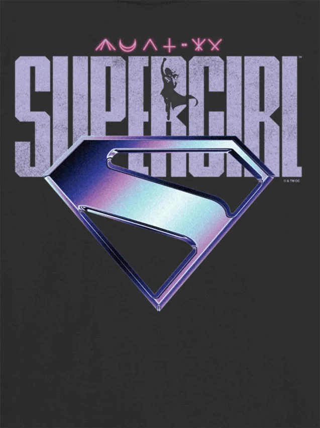 Dziecięca koszulka z fioletowym logo Supergirl