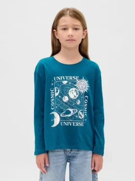 Dziecięca koszulka z luźnym krojem i nadrukami