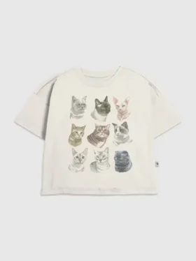Dziecięca koszulka z nadrukiem „Cat Faces”