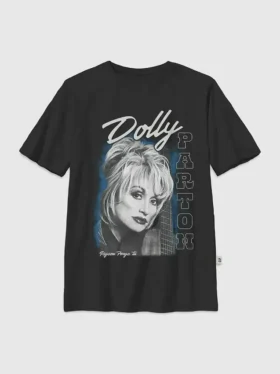Dziecięca koszulka z nadrukiem „Dolly Parton Guitar Portrait” w stylu oversize