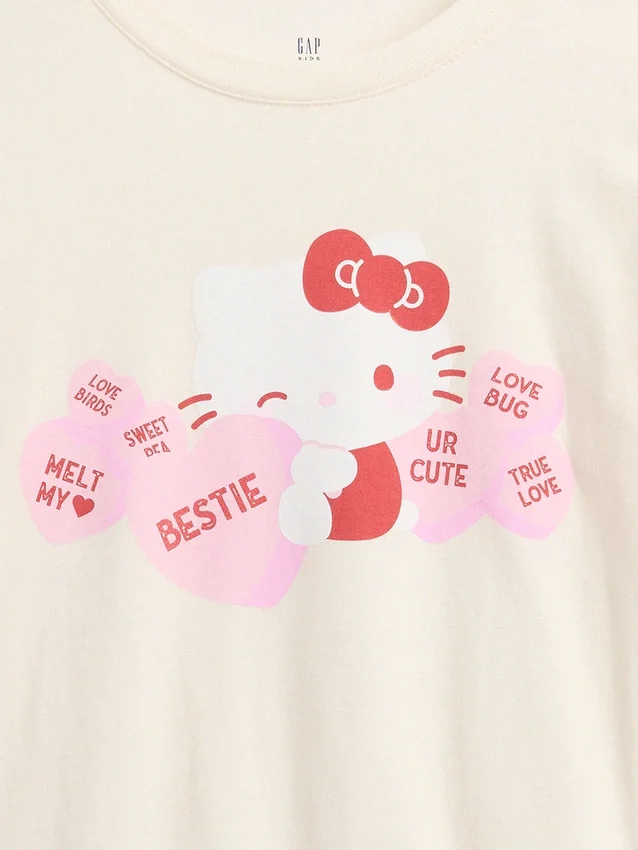Dziecięca koszulka z nadrukiem Hello Kitty w stylu oversize