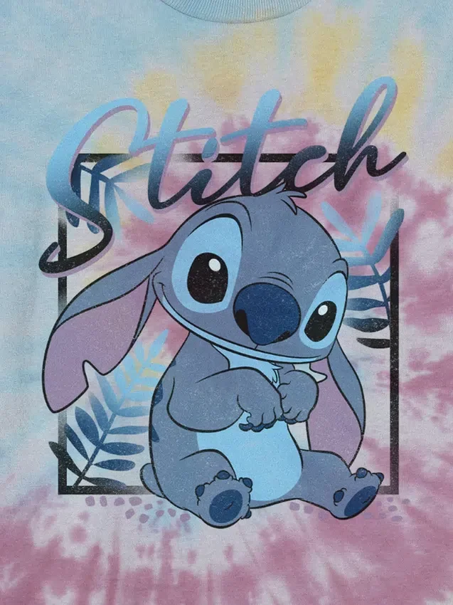 Dziecięca koszulka z nadrukiem „Lilo i Stitch” w stylu tie-dye