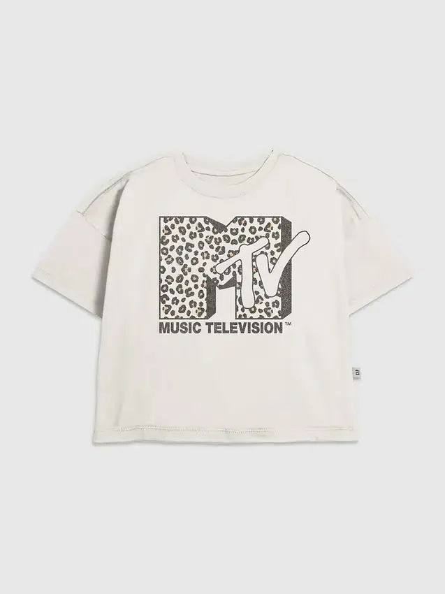 Dziecięca koszulka z nadrukiem logo MTV w panterkę