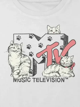 Dziecięca koszulka z nadrukiem „MTV Cats” o luźnym kroju
