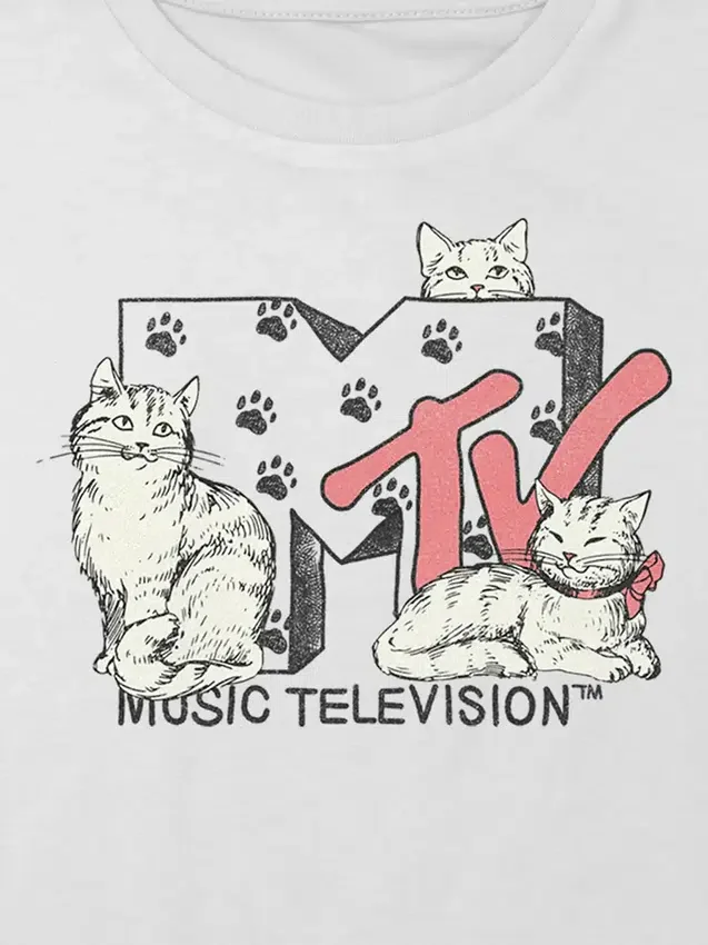 Dziecięca koszulka z nadrukiem „MTV Cats” o luźnym kroju