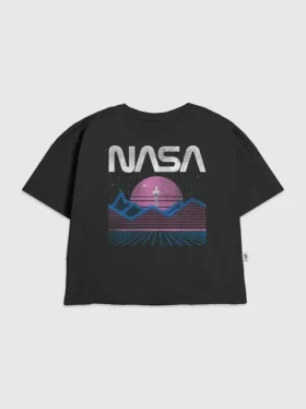 Dziecięca koszulka z pastelowym nadrukiem kosmicznym NASA