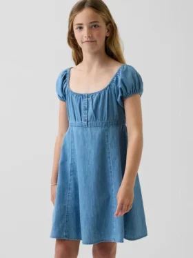 Dziecięca sukienka typu babydoll z dżinsu