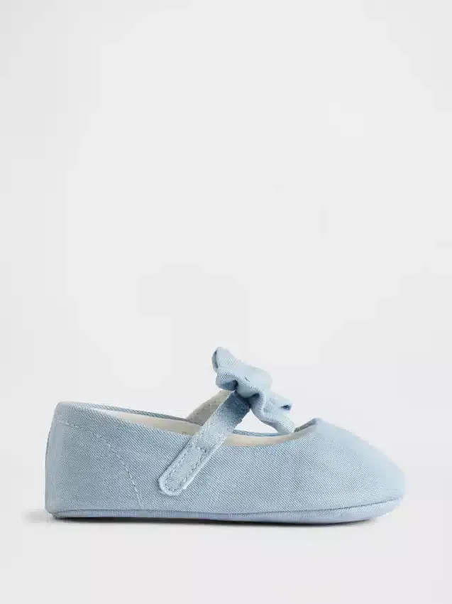 Dziecięce dżinsowe buty typu Mary Jane z kokardką