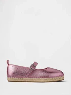 Dziecięce espadryle typu „Mary Jane” w metalicznym wykończeniu