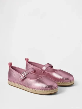 Dziecięce espadryle typu „Mary Jane” w metalicznym wykończeniu