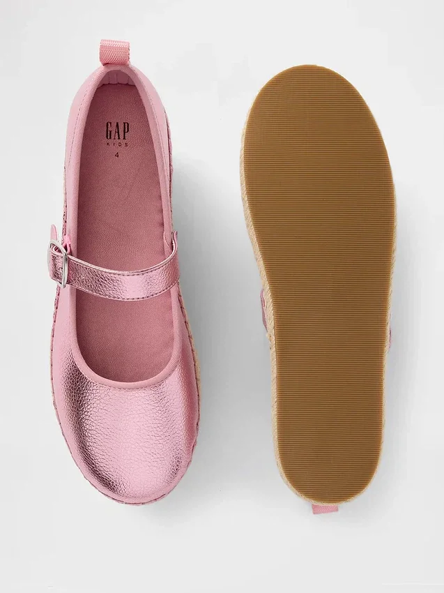 Dziecięce espadryle typu „Mary Jane” w metalicznym wykończeniu