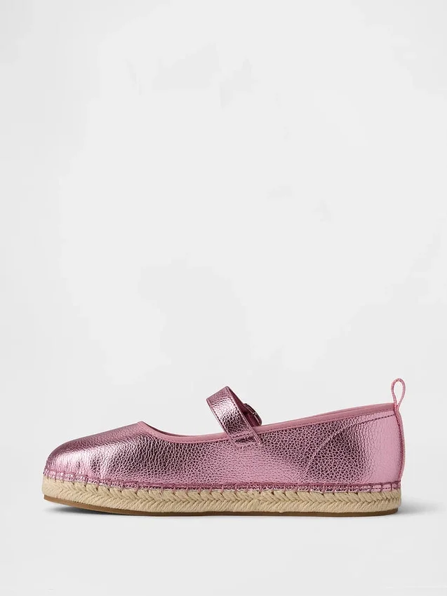 Dziecięce espadryle typu „Mary Jane” w metalicznym wykończeniu