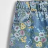 Dziecięce jeansy typu baggy w kwiatowy wzór