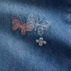 Dziecięce jeansy z niskim stanem, luźne, z haftem