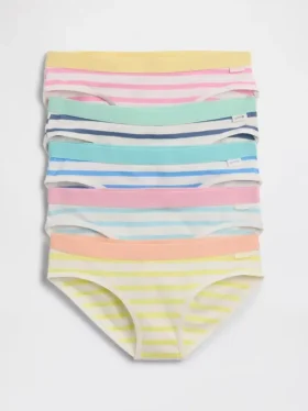Dziecięce majtki bikini z elastycznej bawełny organicznej w paski (pakiet 5 sztuk)