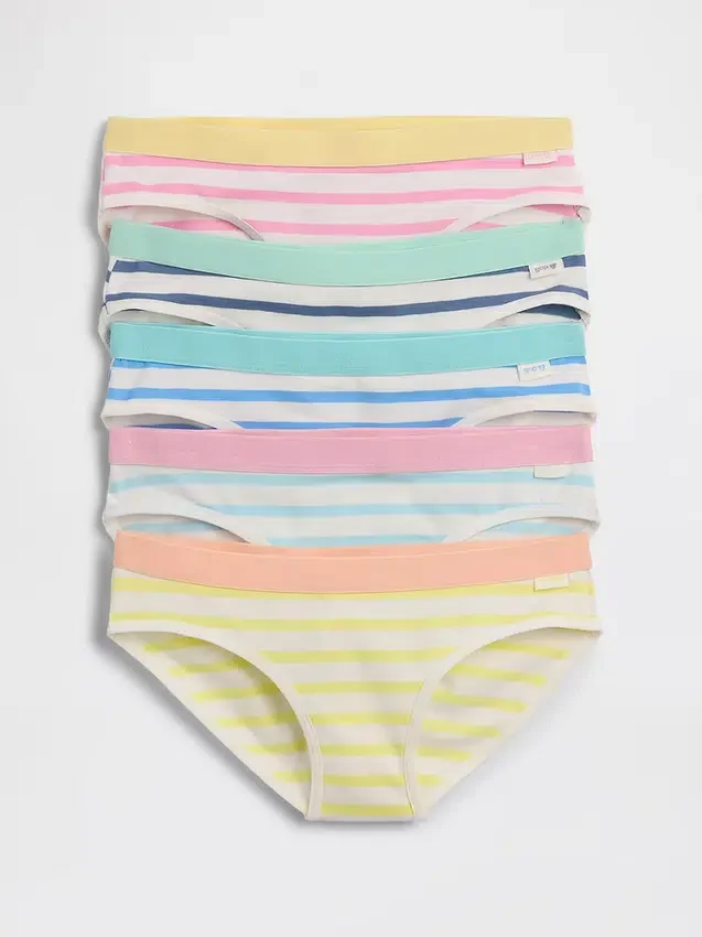 Dziecięce majtki bikini z elastycznej bawełny organicznej w paski (pakiet 5 sztuk)