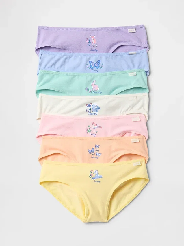 Dziecięce majtki bikini z nazwami dni tygodnia (pakiet 7 sztuk)