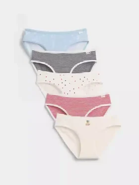 Dziecięce majtki typu bikini z elastycznej bawełny organicznej (pakiet 5 sztuk)