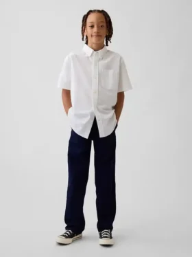 Dziecięce spodnie w stylu modern uniform o luźnym, prostym kroju w kolorze khaki