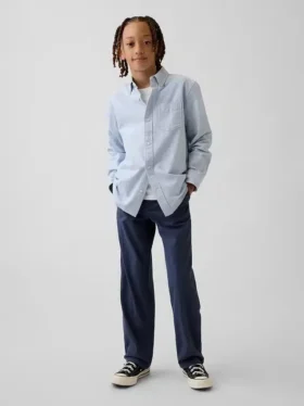 Dziecięce spodnie w stylu modern uniform o luźnym, prostym kroju w kolorze khaki