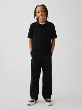 Dziecięce spodnie w stylu modern uniform o luźnym, prostym kroju w kolorze khaki