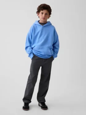 Dziecięce spodnie w stylu modern uniform o luźnym, prostym kroju w kolorze khaki
