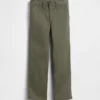 Dziecięce spodnie w stylu modern uniform o luźnym, prostym kroju w kolorze khaki