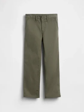 Dziecięce spodnie w stylu modern uniform o luźnym, prostym kroju w kolorze khaki