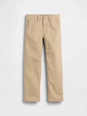Dziecięce spodnie w stylu modern uniform o luźnym, prostym kroju w kolorze khaki