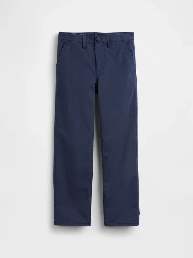 Dziecięce spodnie w stylu modern uniform o luźnym, prostym kroju w kolorze khaki