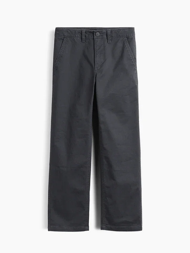 Dziecięce spodnie w stylu modern uniform o luźnym, prostym kroju w kolorze khaki