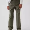 Dziecięce spodnie w stylu modern uniform o luźnym, prostym kroju w kolorze khaki