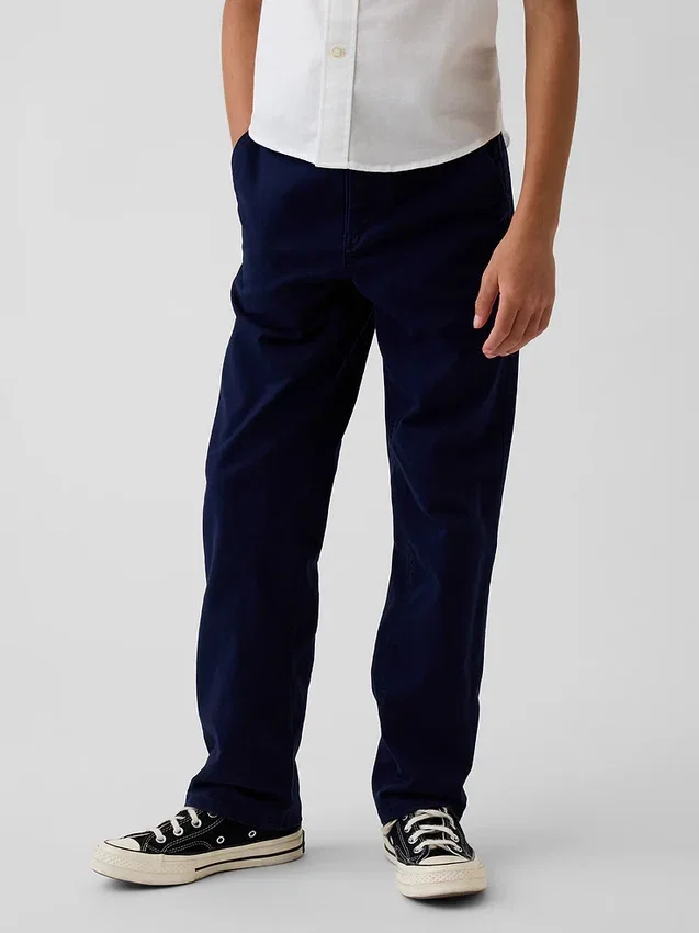 Dziecięce spodnie w stylu modern uniform o luźnym, prostym kroju w kolorze khaki