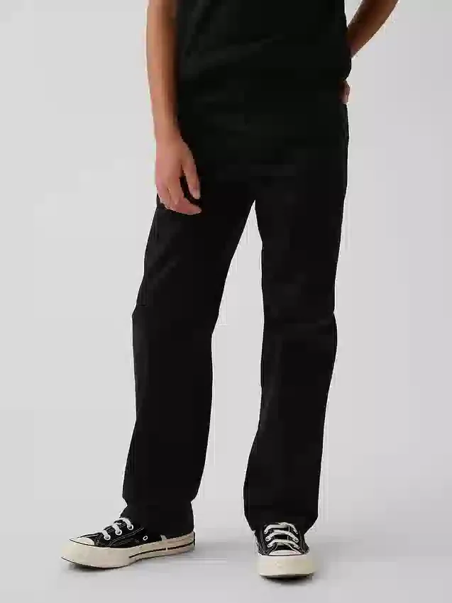 Dziecięce spodnie w stylu modern uniform o luźnym, prostym kroju w kolorze khaki