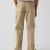 Dziecięce spodnie w stylu modern uniform o luźnym, prostym kroju w kolorze khaki