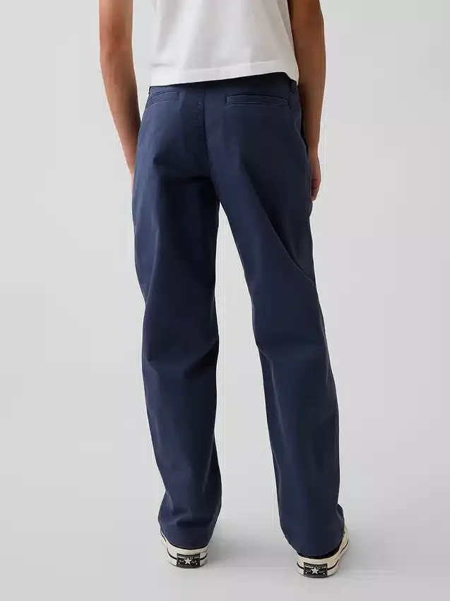 Dziecięce spodnie w stylu modern uniform o luźnym, prostym kroju w kolorze khaki