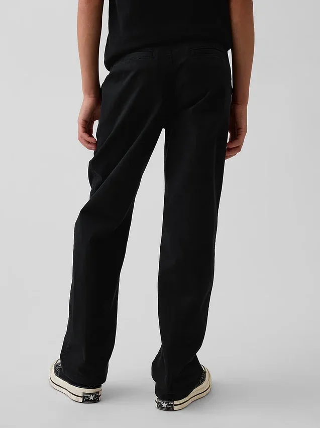 Dziecięce spodnie w stylu modern uniform o luźnym, prostym kroju w kolorze khaki