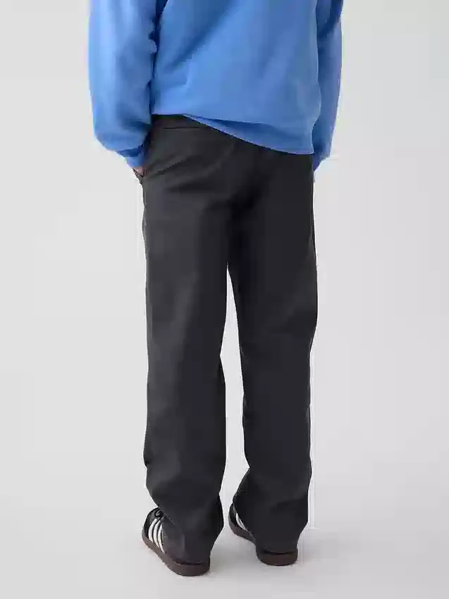 Dziecięce spodnie w stylu modern uniform o luźnym, prostym kroju w kolorze khaki