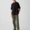 Dziecięce spodnie w stylu modern uniform o luźnym, prostym kroju w kolorze khaki